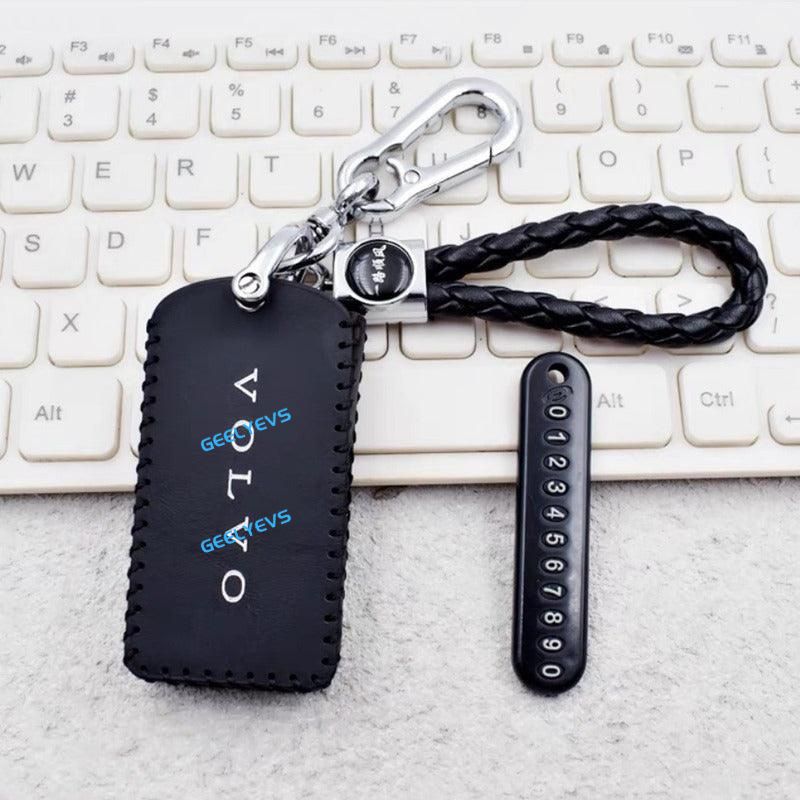 Leather Car Bluetooth Key Case Car Keychain for Volvo EX30