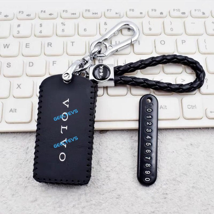 Leather Car Bluetooth Key Case Car Keychain for Volvo EX30 - Geelyevs