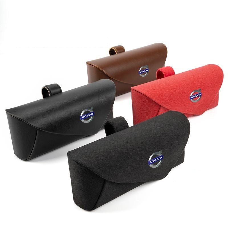 Suede and Leather Eyeglass Case for Volvo