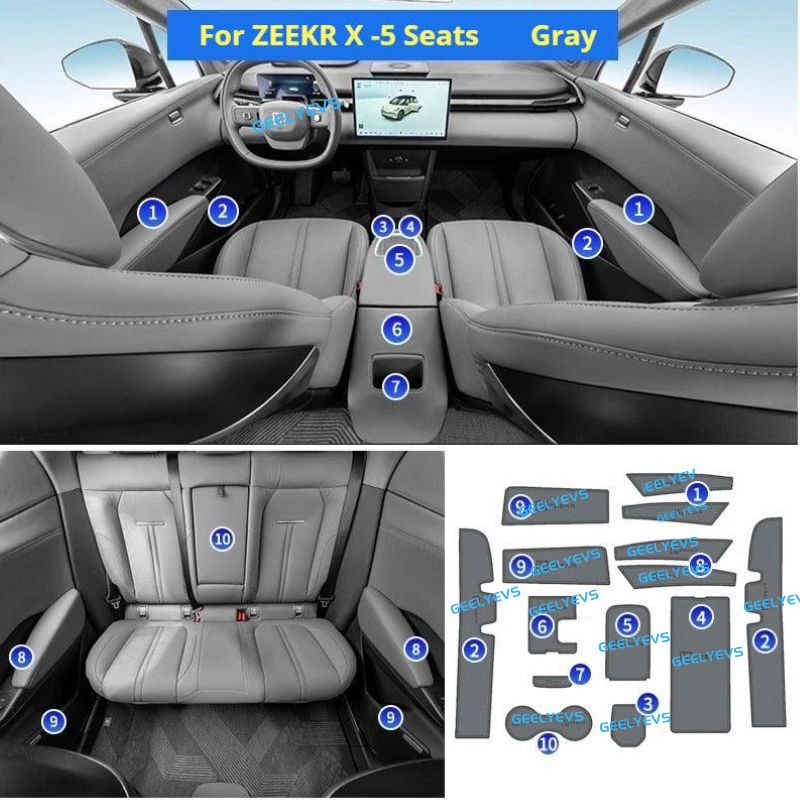 Water Cups, Door And Center Console Anti-Slip Mats - Geelyevs