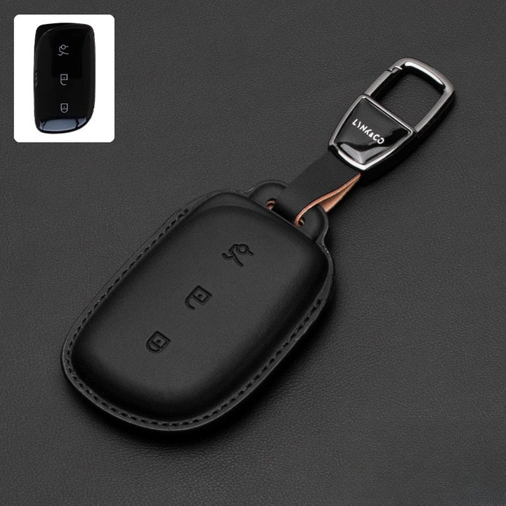 Luxury Leather Car Key Case Cover Fob Shell for Lynk & Co 02 - Geelyevs