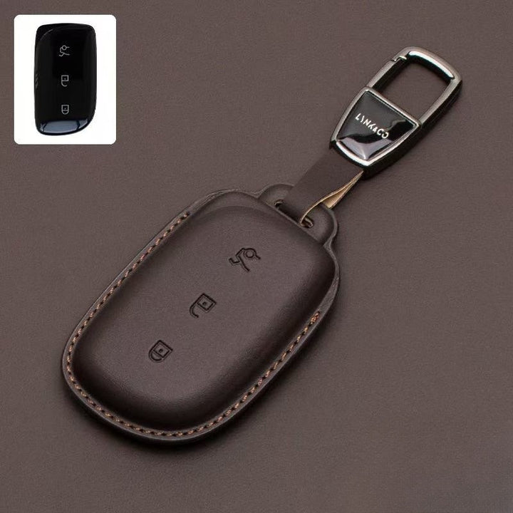 Luxury Leather Car Key Case Cover Fob Shell for Lynk & Co 02 - Geelyevs