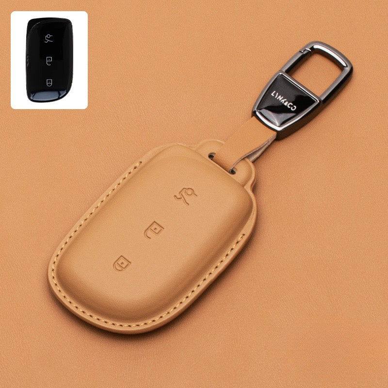 Luxury Leather Car Key Case Cover Fob Shell for Lynk & Co 02 - Geelyevs