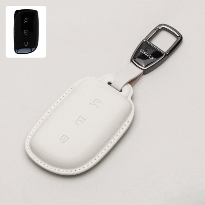 Luxury Leather Car Key Case Cover Fob Shell for Lynk & Co 02 - Geelyevs